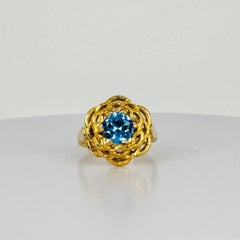 Anello in oro giallo 18k con topazio da 1,5 carati Anello da cocktail