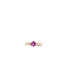 Ring 18k Yellow White Gold Opal White Enamel 6 Diamonds 0.04ct G VS Pink Saphire