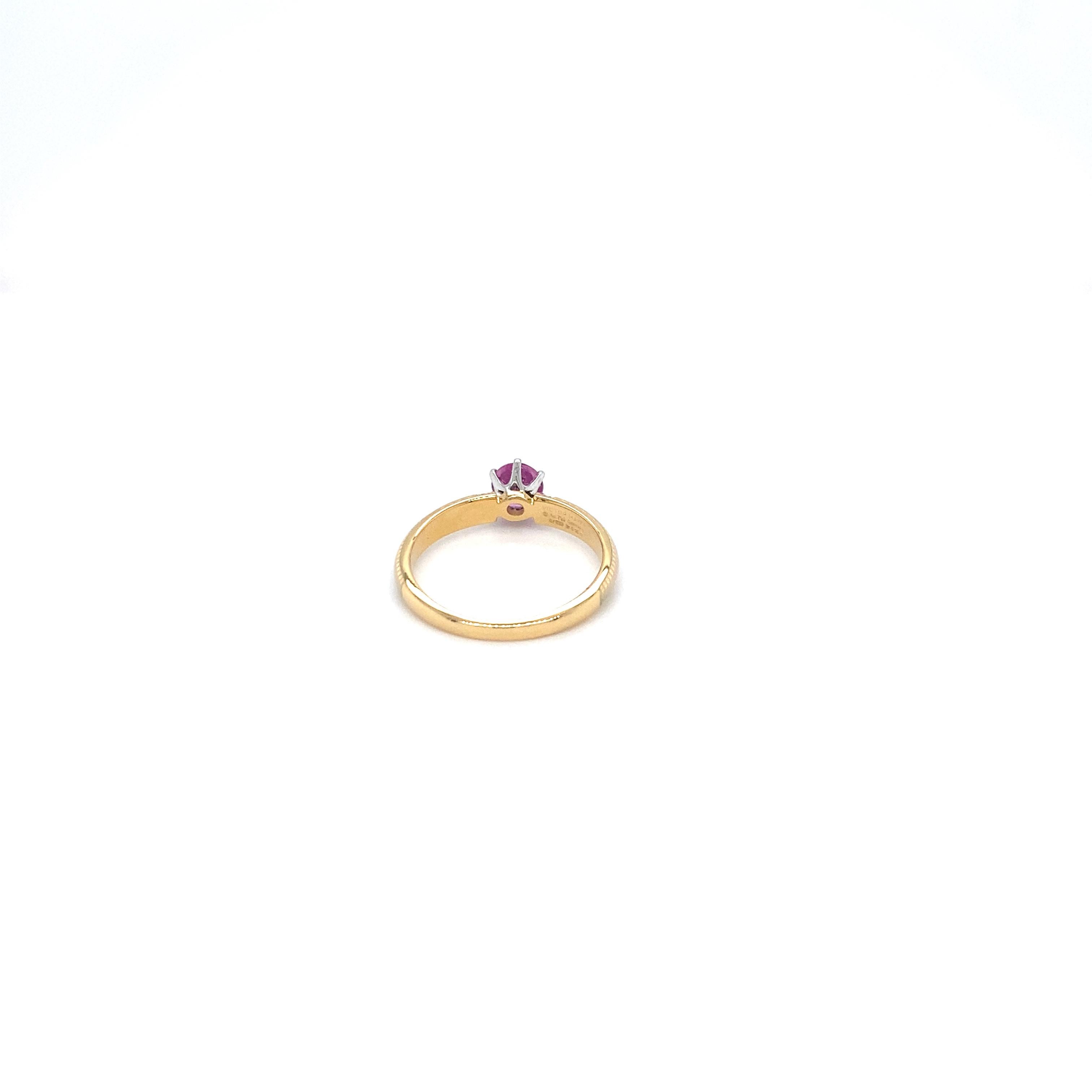 Ring 18k Yellow White Gold Opal White Enamel 6 Diamonds 0.04ct G VS Pink Saphire For Sale 1