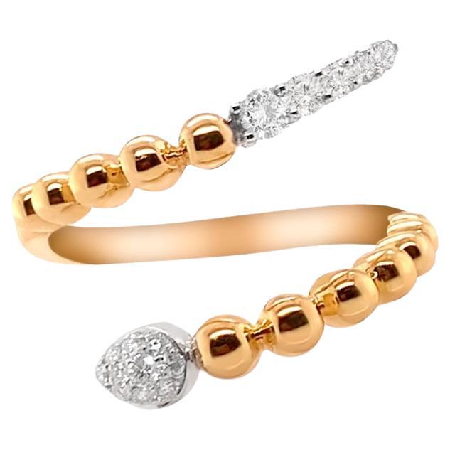 Ring 18kt Gold Double Tone Balls with Diamonds For Sale