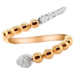 Ring 18kt Gold Double Tone Balls with Diamonds