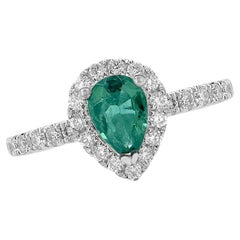 Anillo Oro 18kt Pave Esmeralda Pera y Diamantes