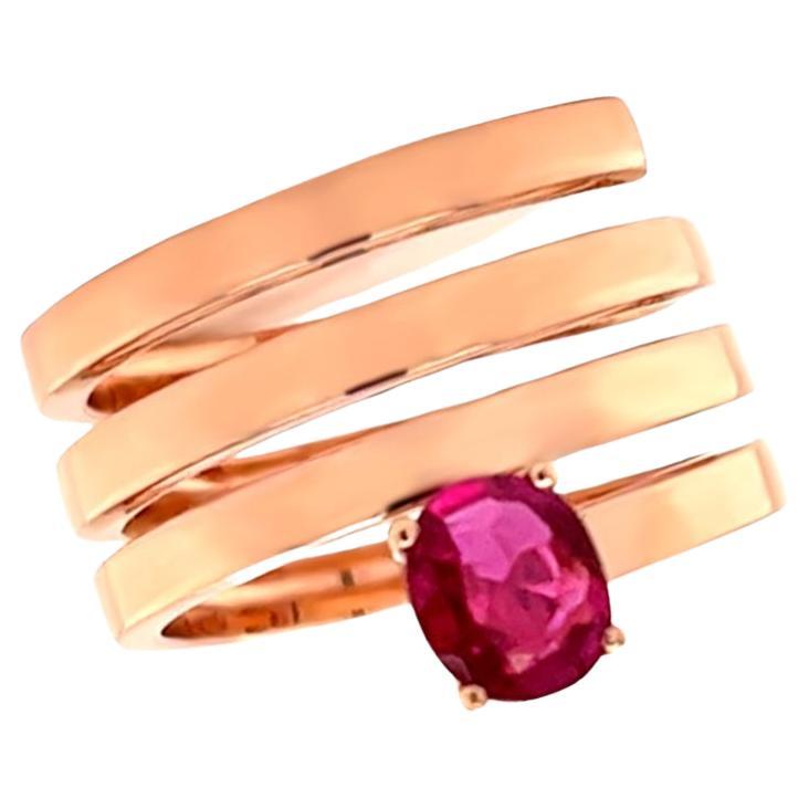For Sale:  Ring 18kt Gold Spring & Ruby Oval