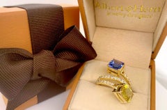 Anello in oro 18kt "Io e te" Tanzanite 1,59 carati Sapp 2,23 carati e diamanti 0,47 carati