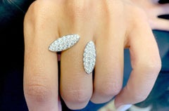 Ring 18kt Gold You & I Oval Pave Diamonds