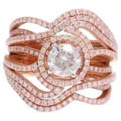 Ring 18kt Pink Gold, HRD Central Stone 1.01 ct. Surrounding Diamonds 1.29 ct.