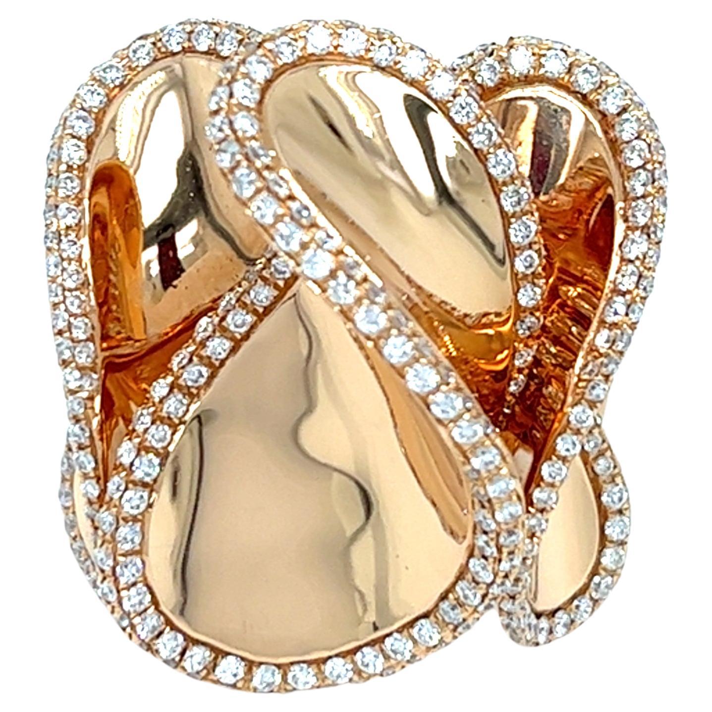 Ring 18Kt Rose Gold and Diamonds 1.49 cts 25.00 grams 