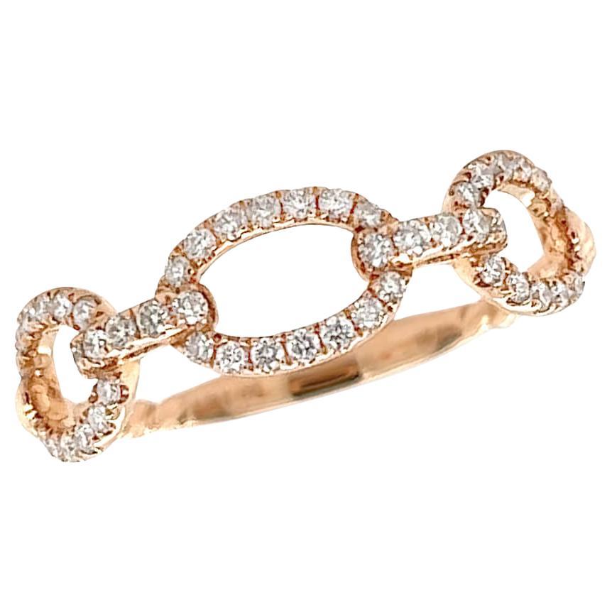 Ring 18kt Rose Gold Solid Chain & Diamonds For Sale