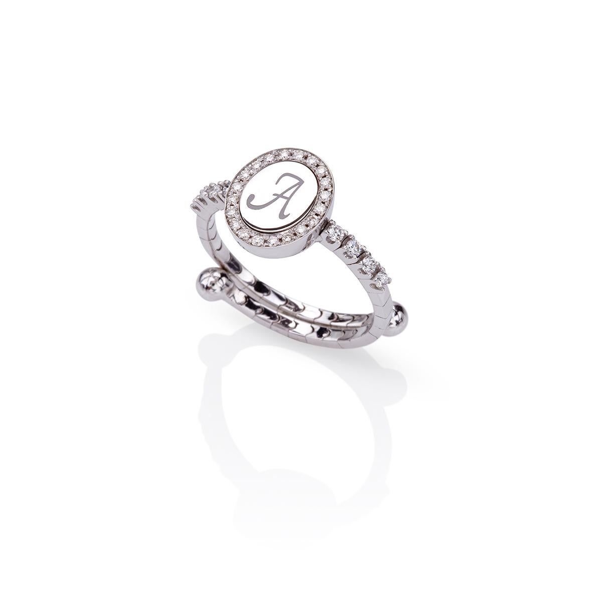 For Sale:  Ring 18Kt White Gold Diamonds with Initial Monogram Handcrafted Gift For You 3
