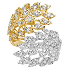 Ring 18kt White & Yellow Gold Diamonds Leafs