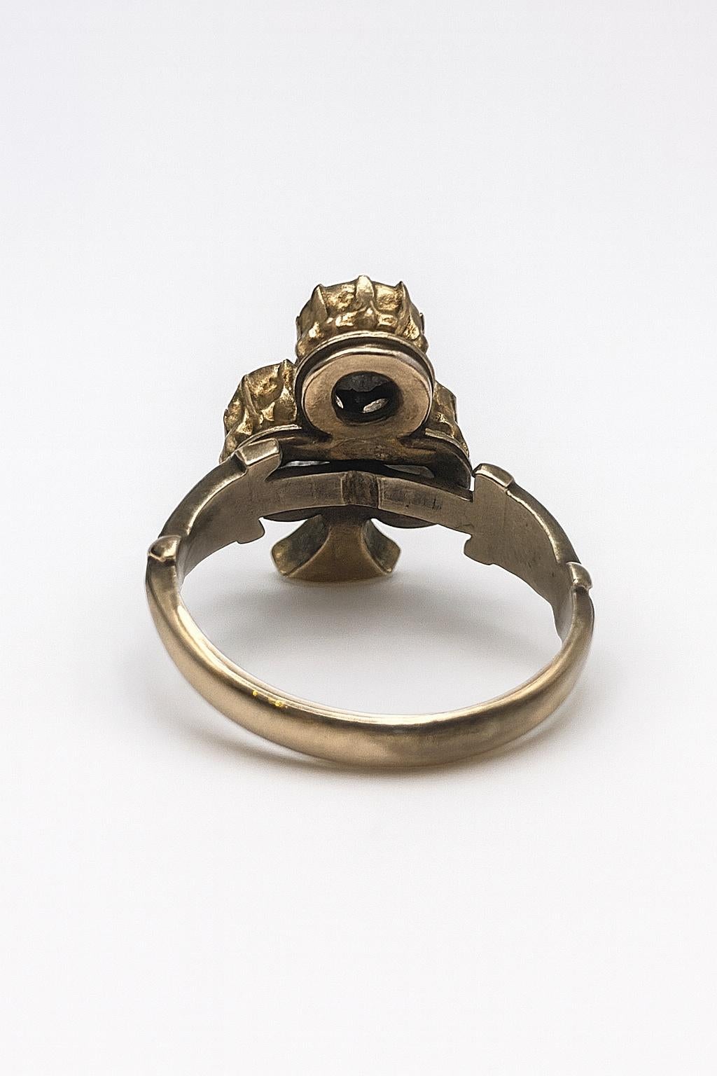 Art déco Bague 1930 avec diamants taillés en rose en vente