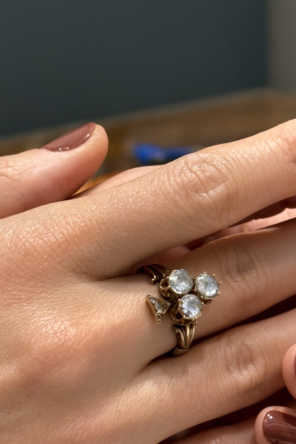 Rose Cut Bague 1930 avec diamants taillés en rose en vente