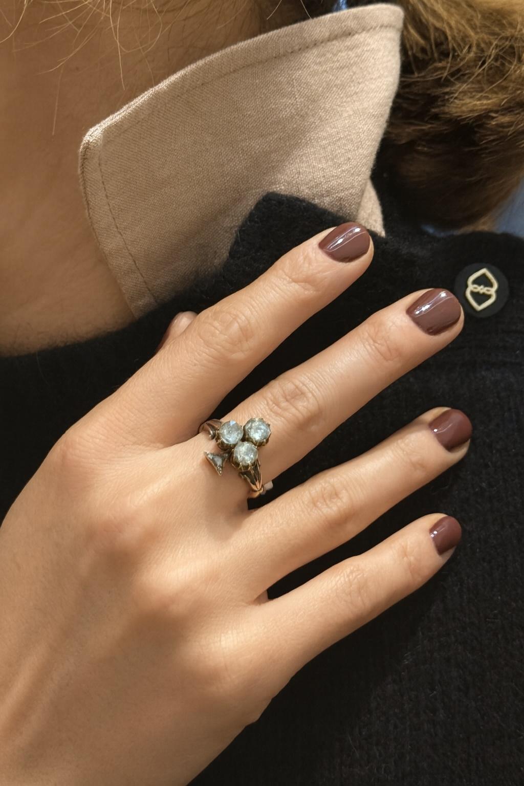 Bague 1930 avec diamants taillés en rose Excellent état - En vente à Firenze, FI