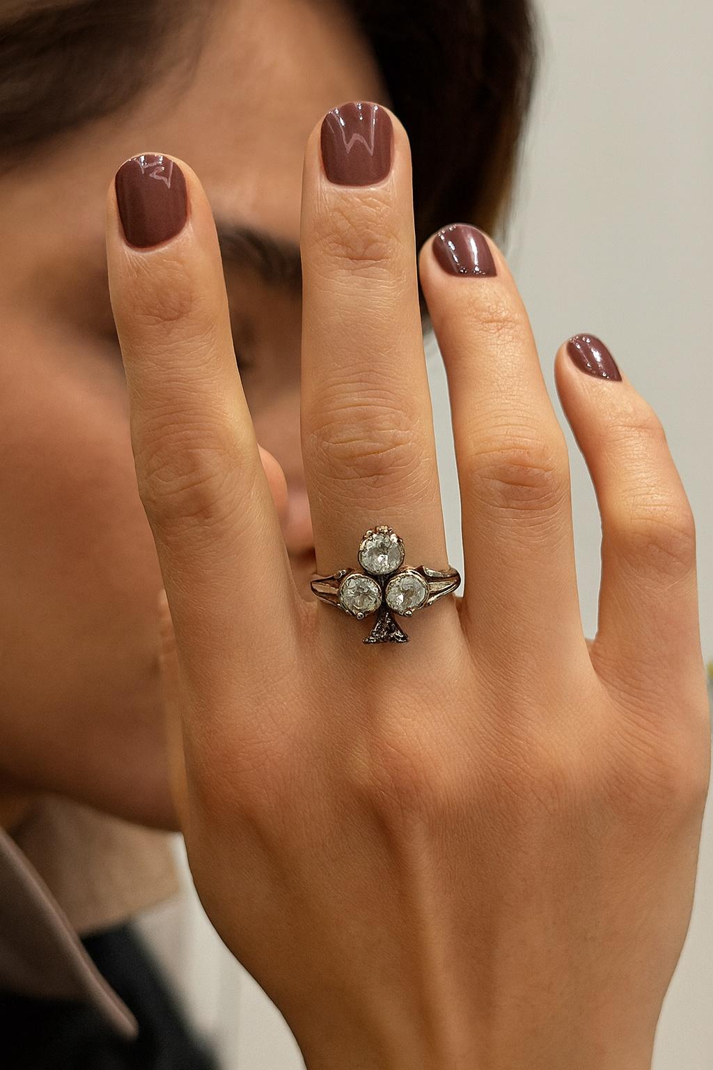 Bague 1930 avec diamants taillés en rose en vente 2