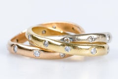 Ring 3 gold 18 carats decorated with 30 brilliant round diamonds of 0.72 carats