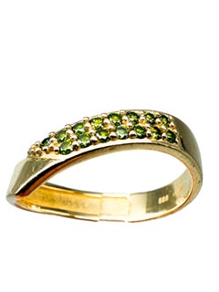 Ring 585 yellow gold with green diamonds