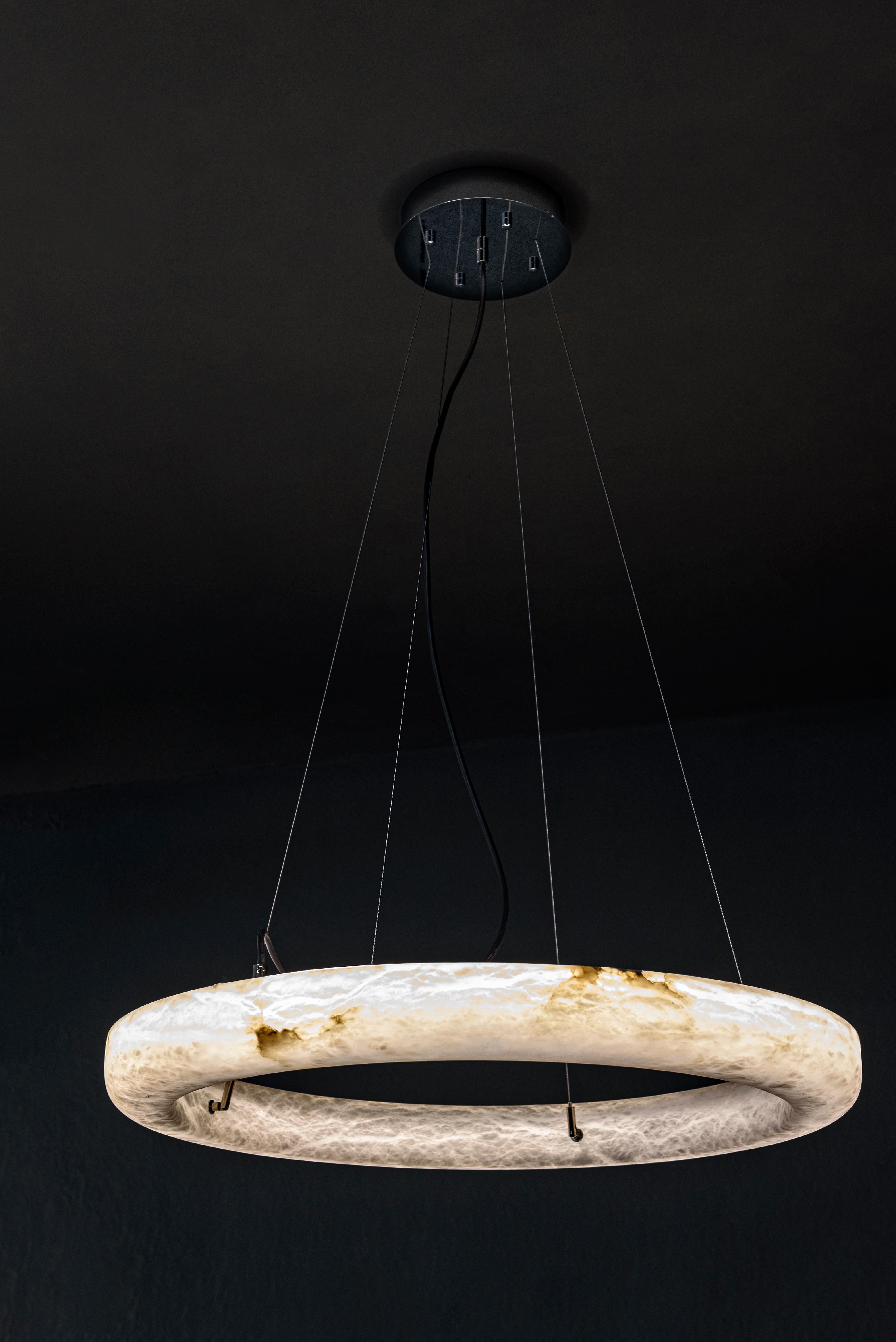 Spanish Ring 64 Pendant Lamp by United Alabaster For Sale