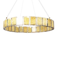 Sabrina Landini Gold Ring Pendant Lamp, Art Silver Glass Modern Italian Design