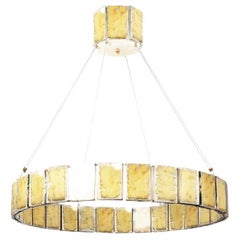 Lampe suspendue contemporaine Ring 80, verre d'art argenté GOLD