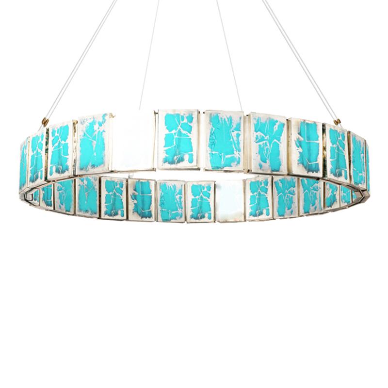 Métal Ring 80 Lampe suspendue Contemporary, Jade Art Glass Silvered en vente
