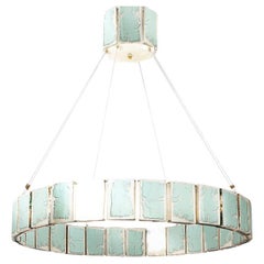 Ring 80 Contemporary Pendant Lamp, Jade Art Glass Silvered