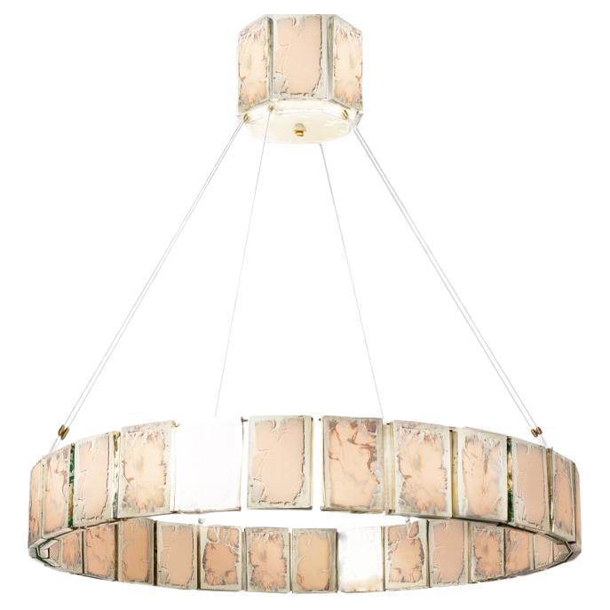 Ring 80 Contemporary Pendant Lamp, rose art glass Silvered  For Sale