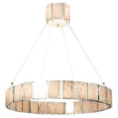Ring 80 Contemporary Pendant Lamp, rose art glass Silvered 
