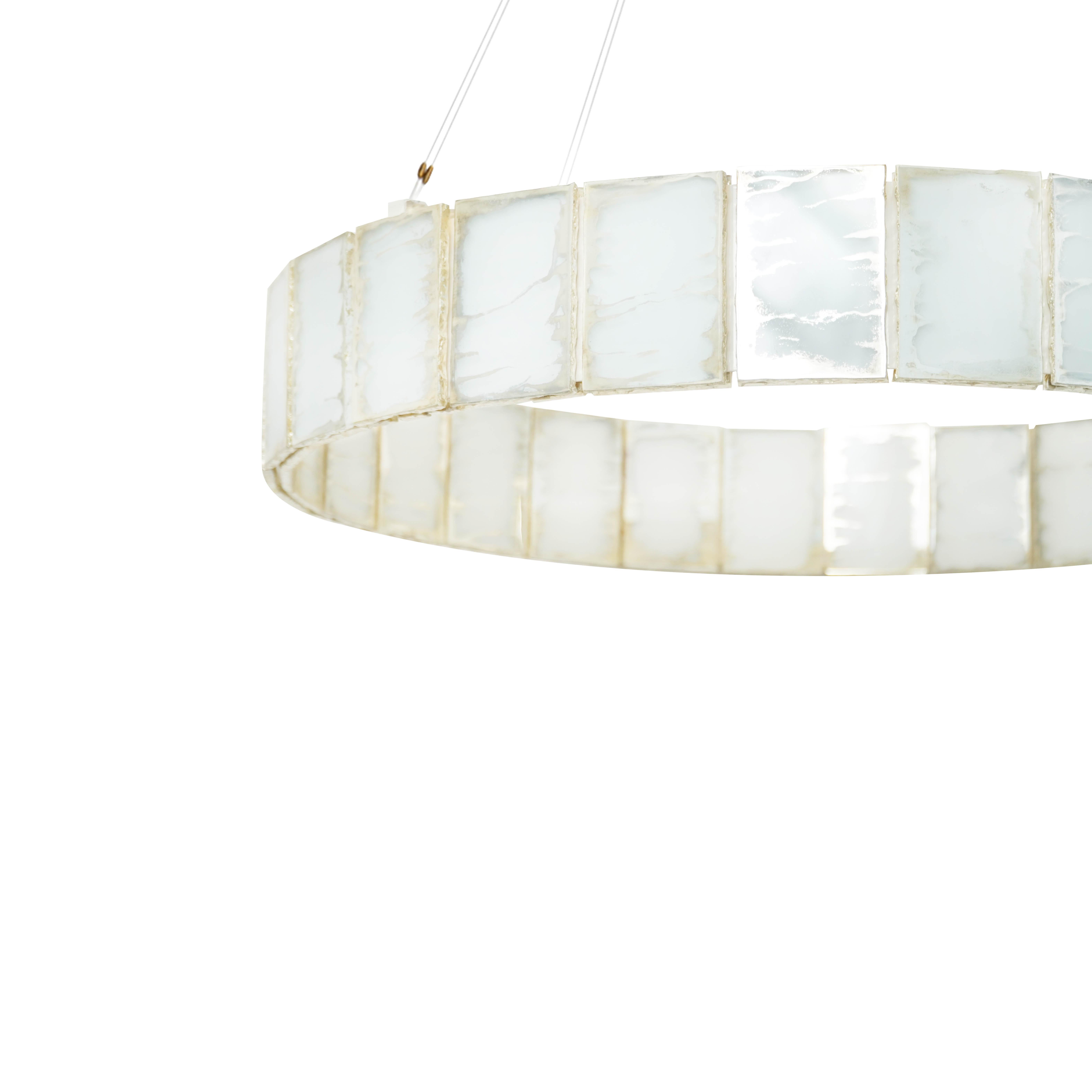 Ring 80 Contemporary Pendant Lamp, White Art Glass Silvered In New Condition For Sale In Pietrasanta, IT