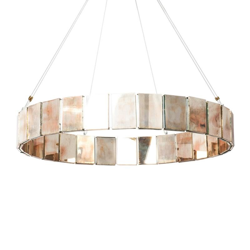 Ring 80 Contemporary Pendant Lamp, White Art Glass Silvered For Sale 3