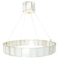 Ring 80 Contemporary Pendant Lamp, White Art Glass Silvered