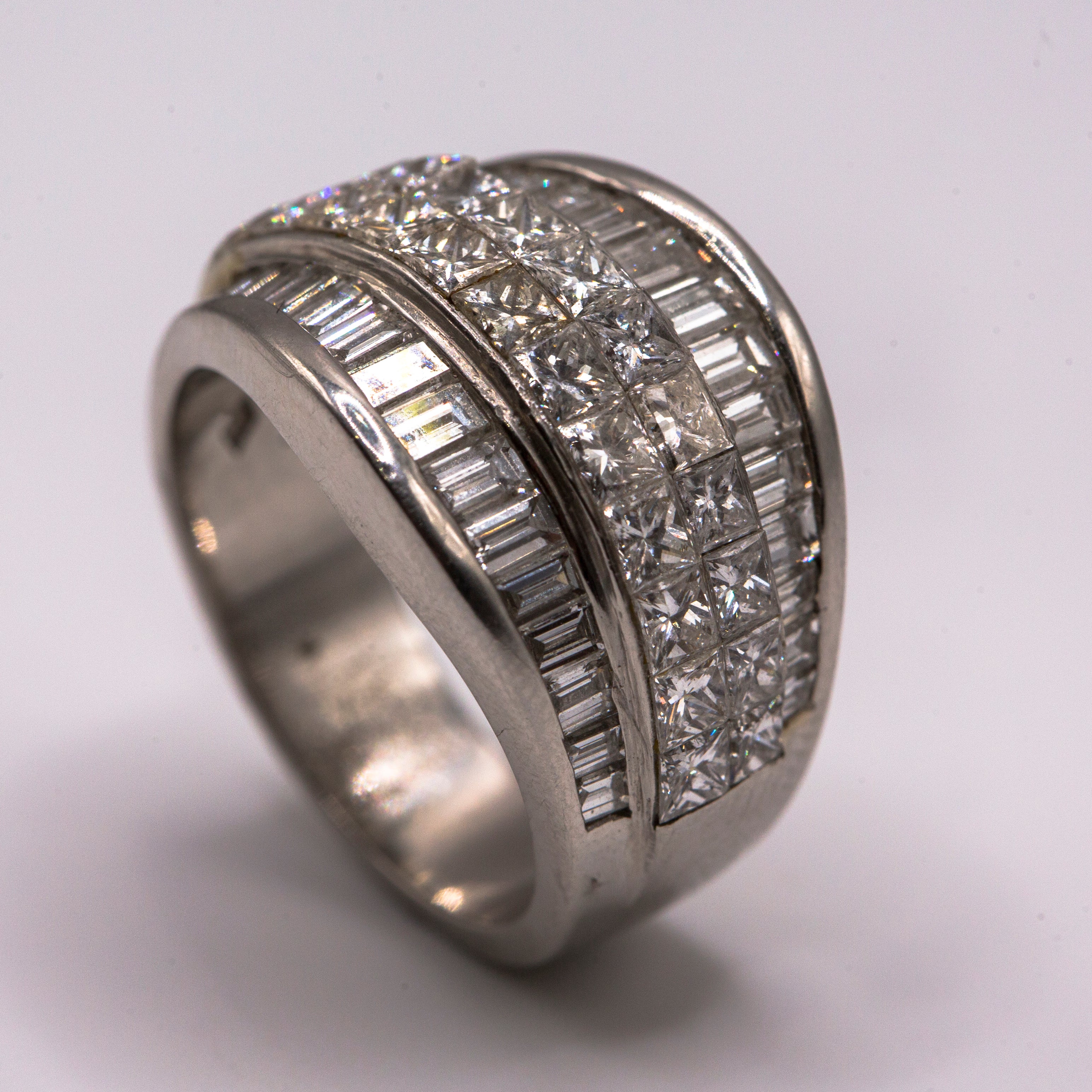 Ring 950 Platinum 3.07 Carats Fine Diamonds For Sale