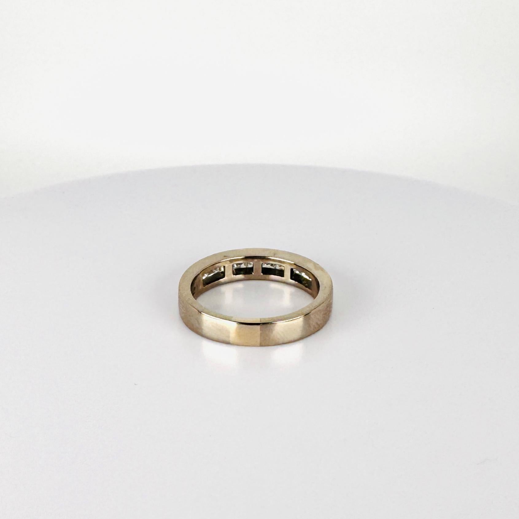 Anillo alianza oro blanco 18k 10 diamantes naturales, talla príncipe, 1,5 quilates VS1-VS2 en venta 3