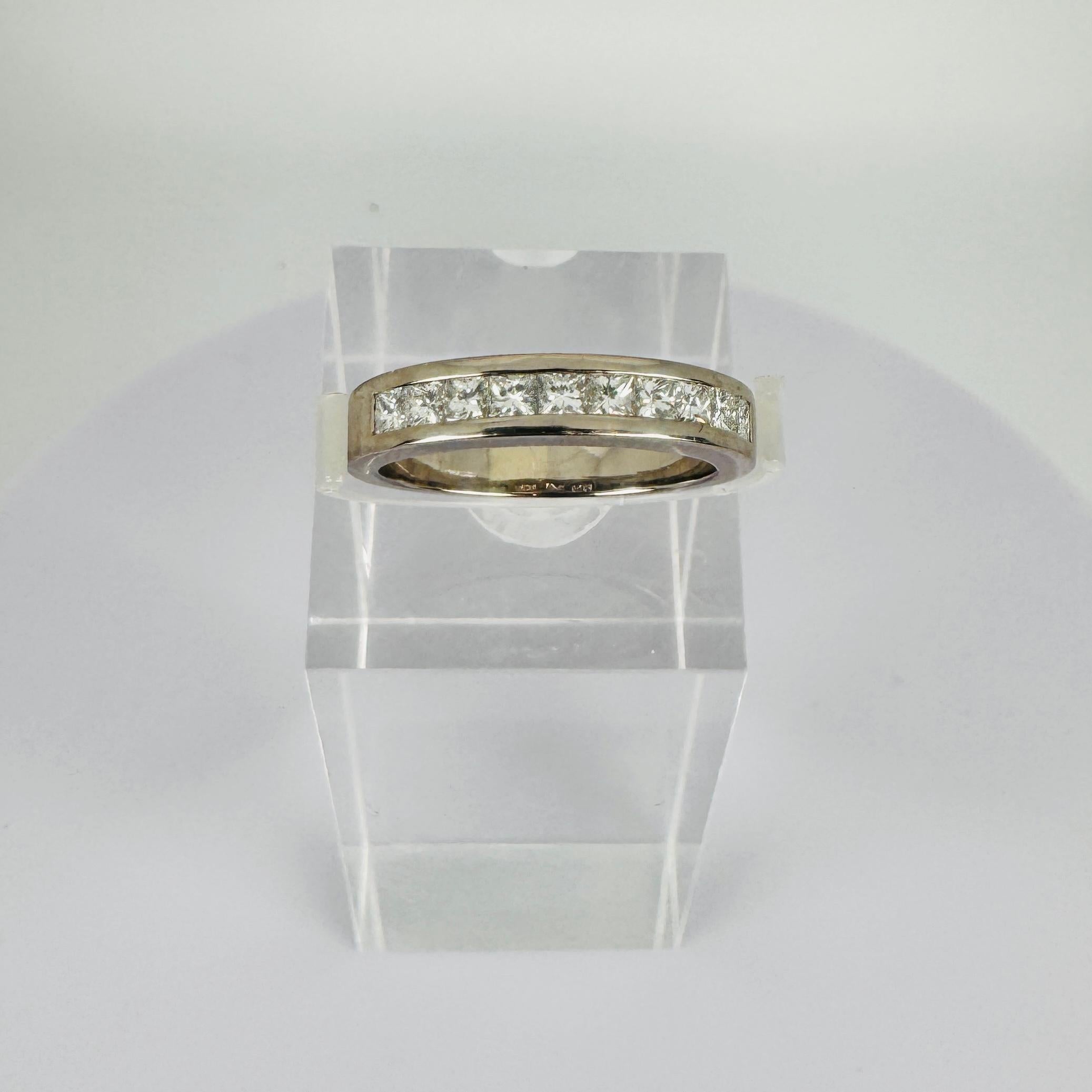 Anillo alianza oro blanco 18k 10 diamantes naturales, talla príncipe, 1,5 quilates VS1-VS2 en Bueno estado para la venta en Heemstede, NL