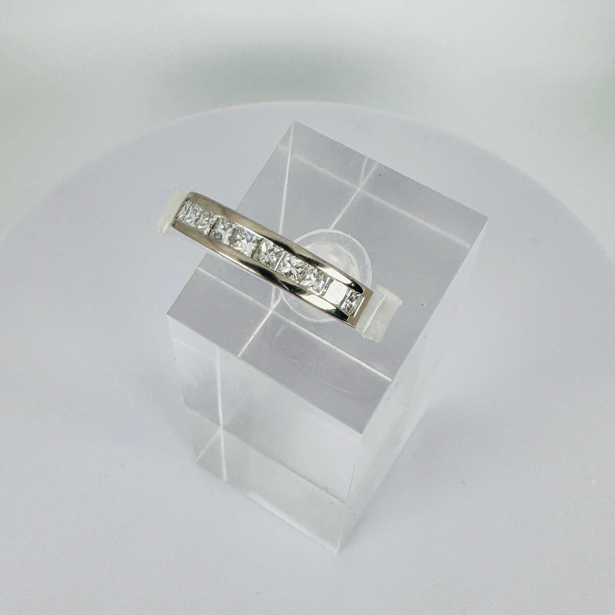 Anillo alianza oro blanco 18k 10 diamantes naturales, talla príncipe, 1,5 quilates VS1-VS2 en venta 1