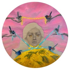 „Ring around the Rosie“ Graphit Acryl & Öl auf Holz von Heidi Lustig