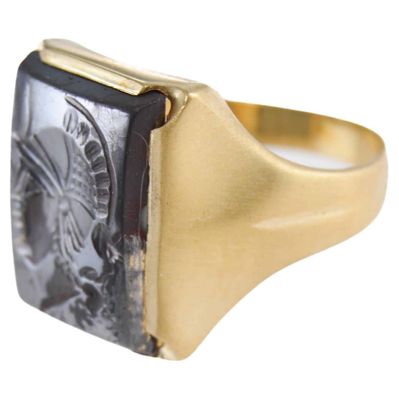 10kt Massivgold Handgefertigter Art Deco Ring im Angebot 7