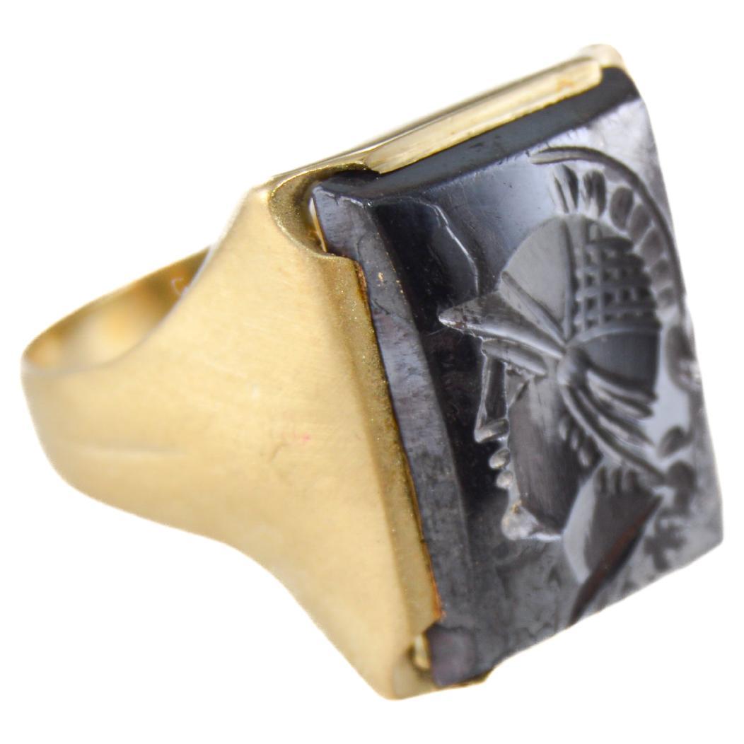 Women's or Men's 10kt Solid Gold Hand Constructed Art Deco Ring For Sale