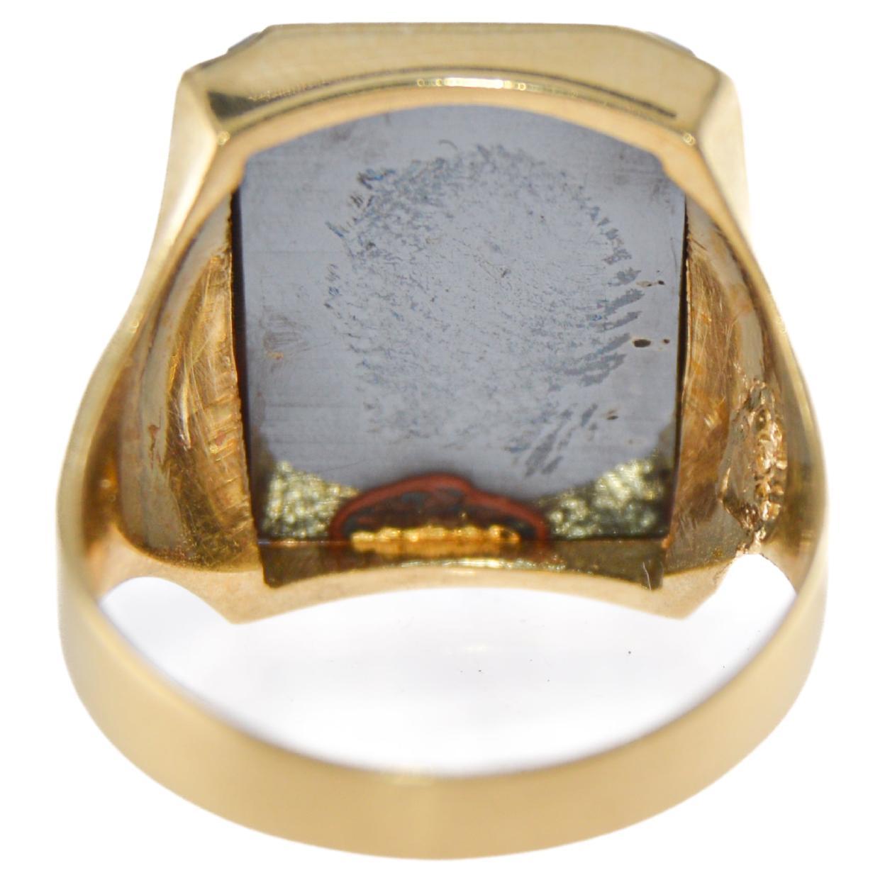 10kt Massivgold Handgefertigter Art Deco Ring im Angebot 3