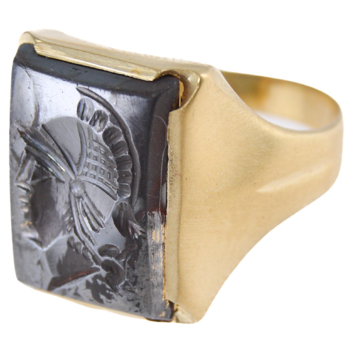 10kt Massivgold Handgefertigter Art Deco Ring im Angebot 5