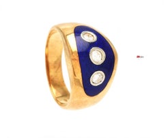 Bague Bague au Firmament Diamond Blue Enamel 18K Gold Ø7.25 US / 9 gr