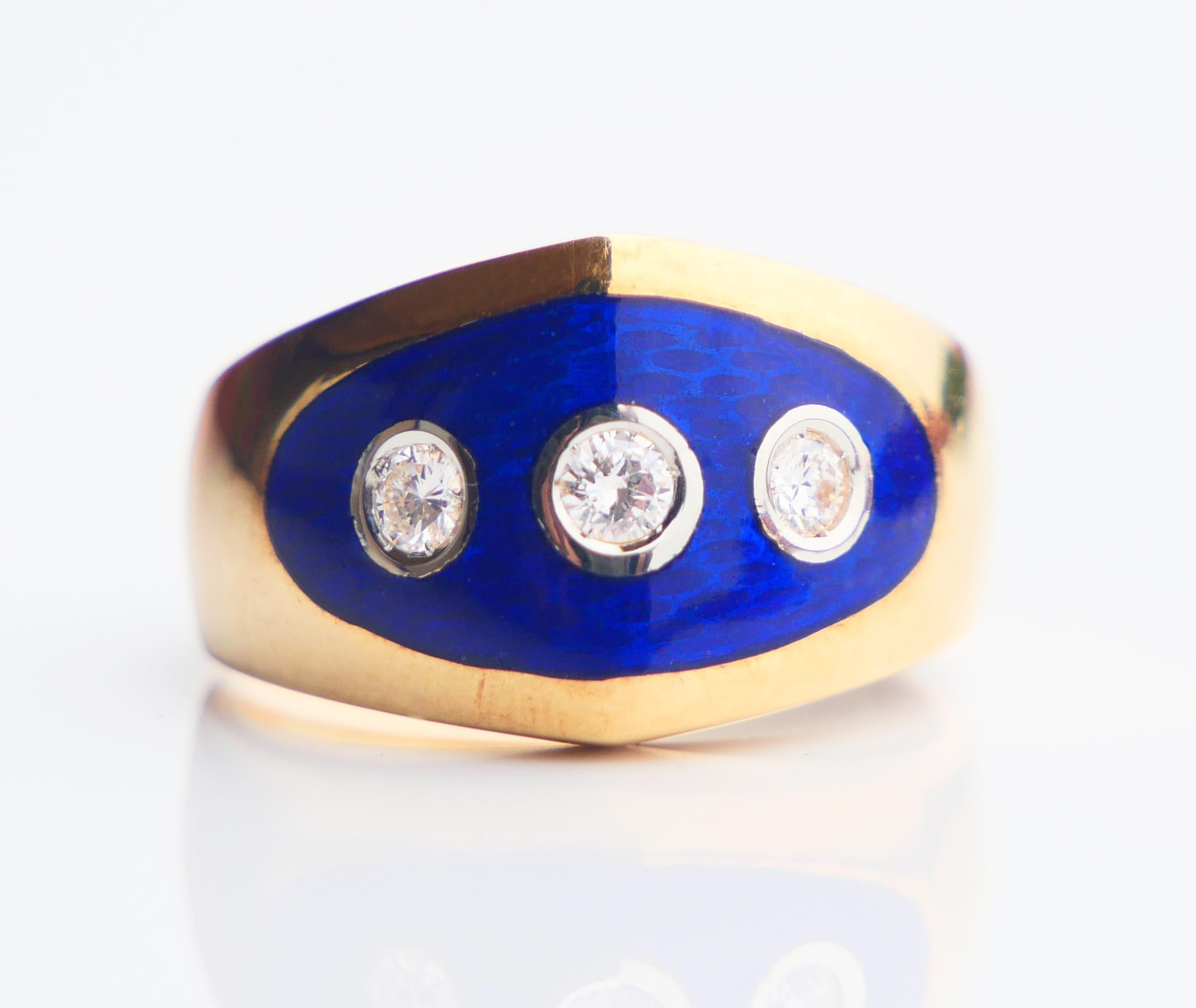 Ring Bague au Firmament Diamond Blue Enamel 18K Gold Ø7.25 US / 9 gr For Sale 1