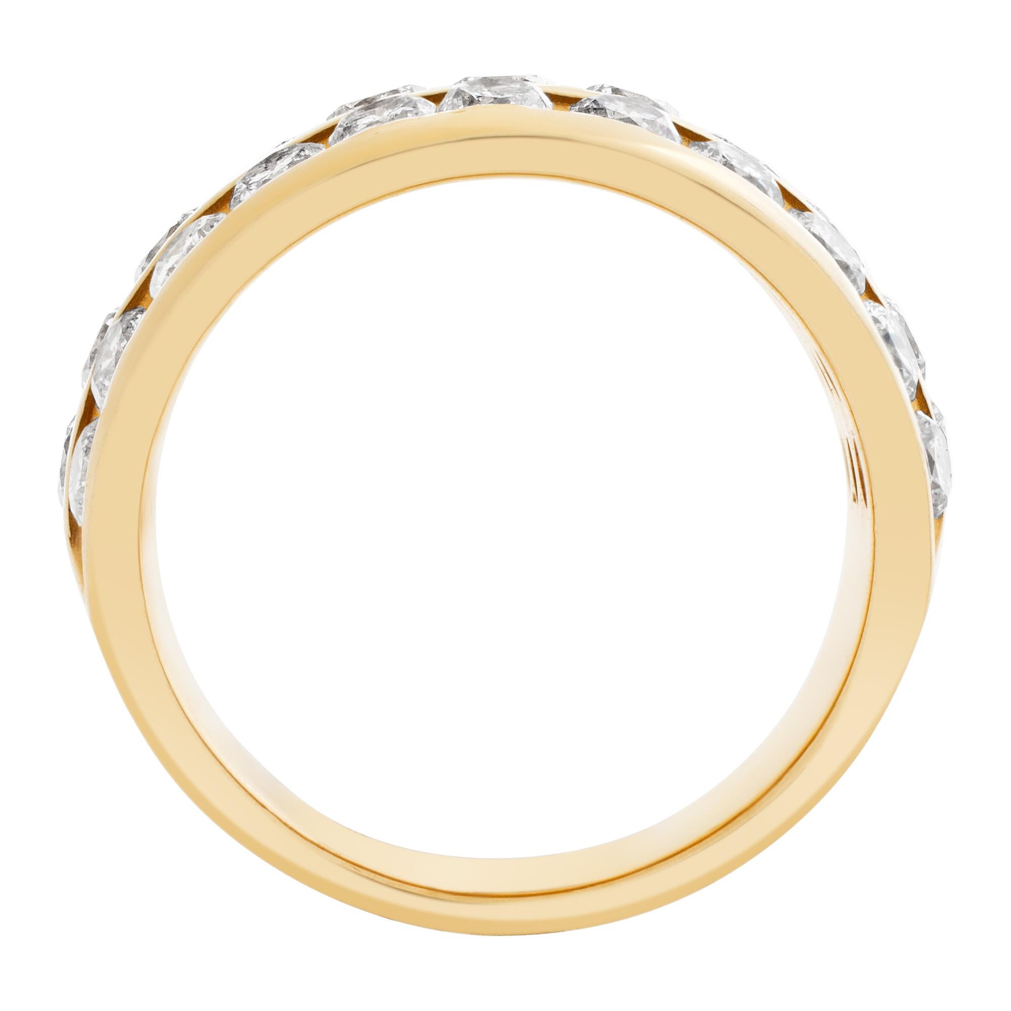 Women's Ring Band in 14k Yellow Gold, 1.50 Carats in 3 Rows of Channel Set Diamonds For Sale