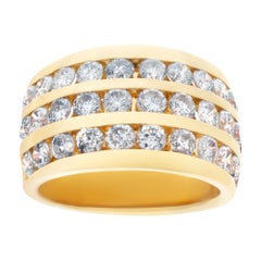 Vintage Ring Band in 14k Yellow Gold, 1.50 Carats in 3 Rows of Channel Set Diamonds