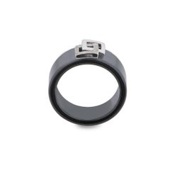 Ring: Band Ring Black Ceramic 0.06 carat Diamonds Brilliant Cut 18k White Gold