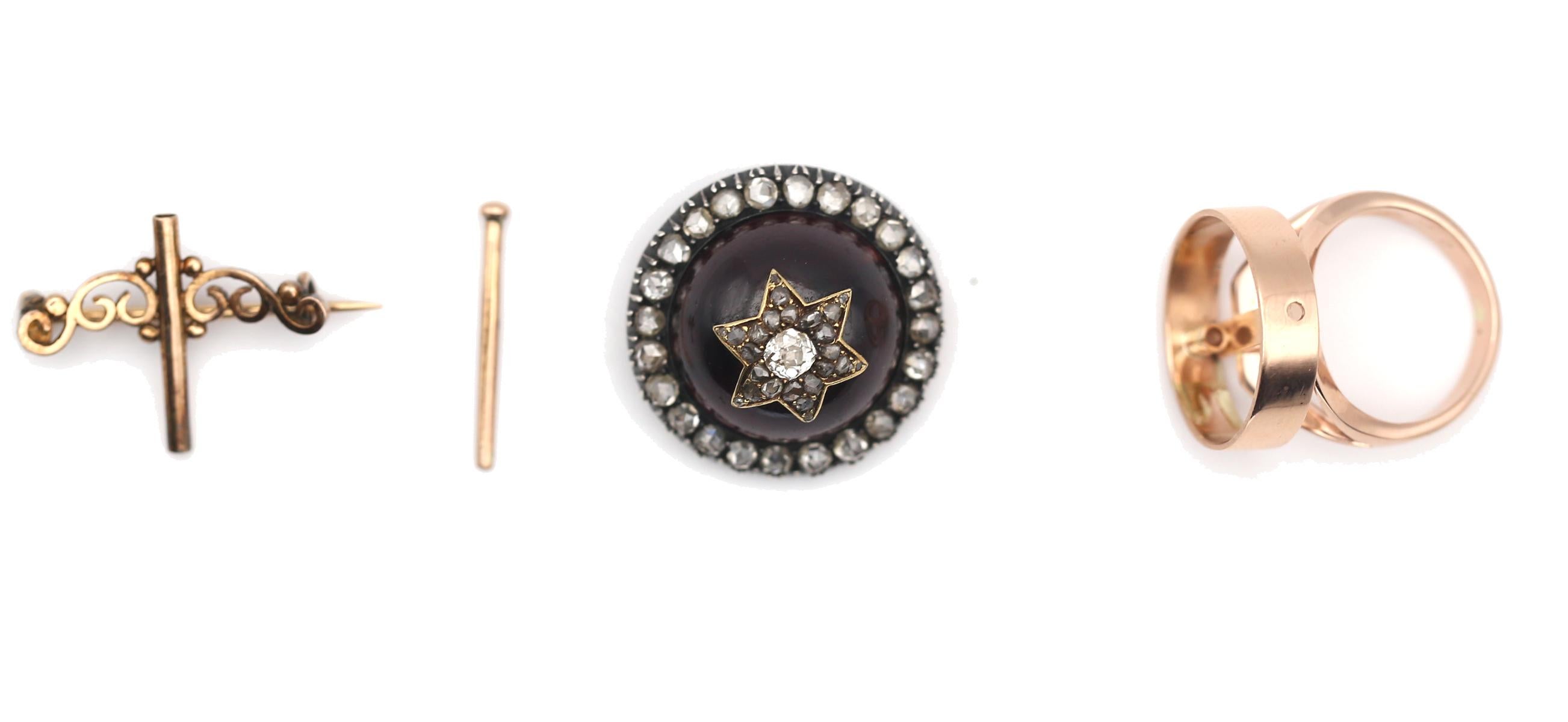 Ring Brooch Transformer Garnet Old-mine Diamonds Magen David Star, 1900 For Sale 10