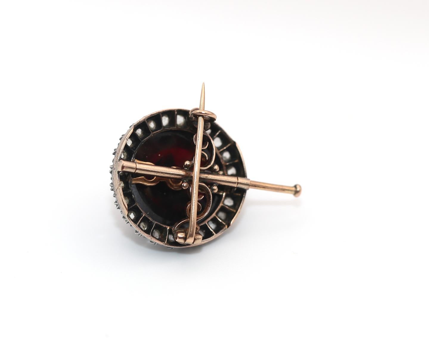 Ring Brooch Transformer Garnet Old-mine Diamonds Magen David Star, 1900 For Sale 4