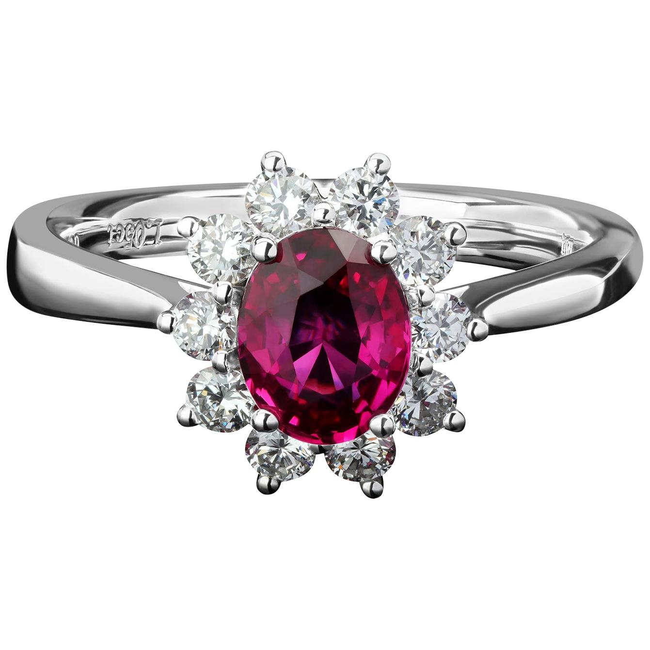 Anillo Rubí birmano no calentado oro natural Promesa Anillo de compromiso