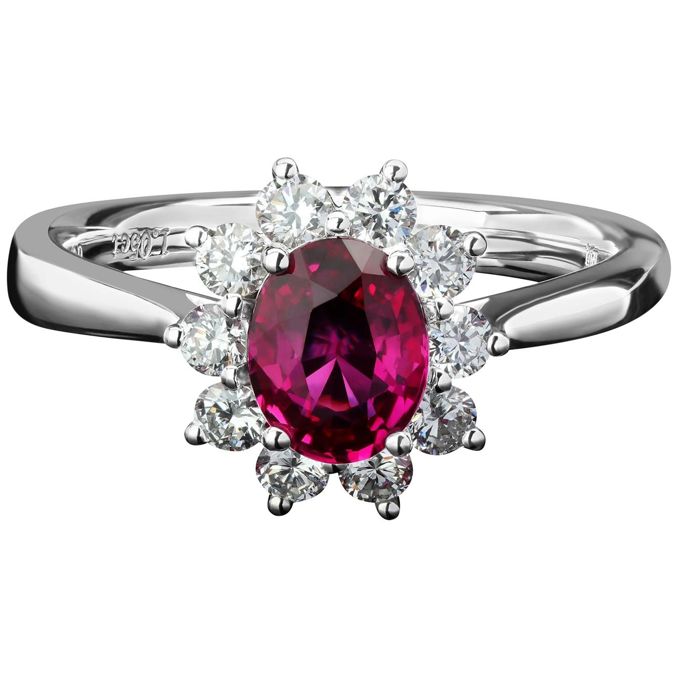 Ring Burmese Unheated Ruby natural Gold Promise Engagement ring For Sale