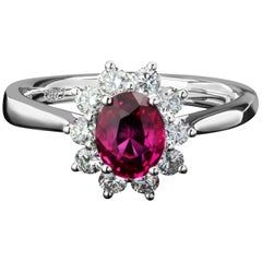 Anillo Rubí birmano no calentado oro natural Promesa Anillo de compromiso
