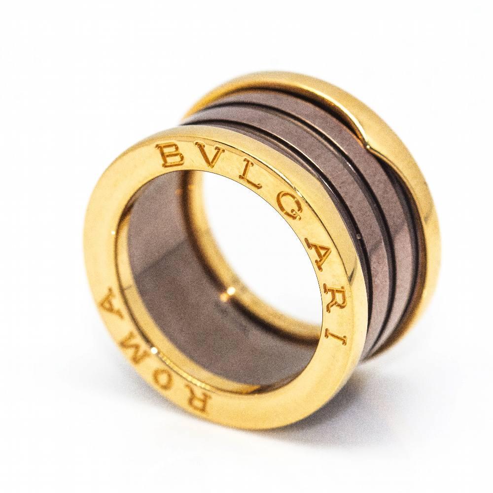 Original BVLGARI Ring, Collection B.ZERO 1 Bronze Ceramic (4 Stripes) in Rose Gold for woman (with original box and unworn)  Size 10,5 this ring cannot be resized  18 kt. Rose Gold  10,10 grams  Brand new item  Ref.D361994SO